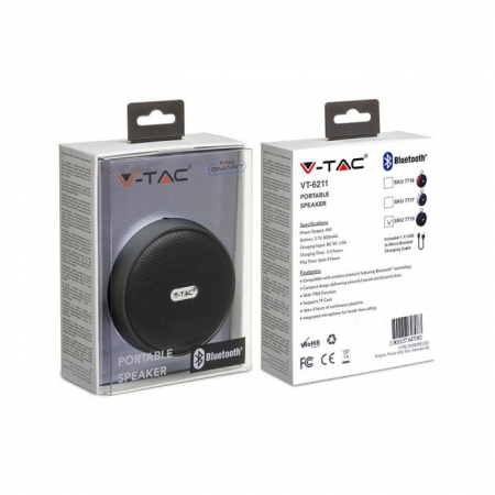 Boxă Portabilă Bluetooth Micro USB High End Cable Baterie 800mah Negru [3]