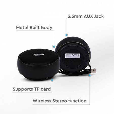 Boxă Portabilă Bluetooth Micro USB High End Cable Baterie 800mah Negru [2]