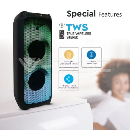 Boxa Reîncărcabilă Un Microfon RF Control RGB 2 x 10 inch 100W [2]