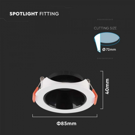 Carcasa Spot GU10, Alb + Negru, IP20, Rotund, Montaj Incastrat [1]