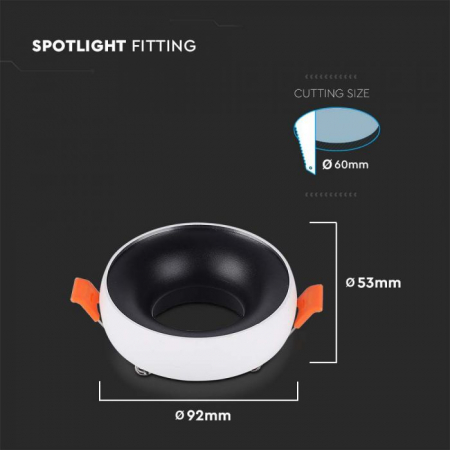 Carcasa Spot GU10, Alb + Negru, Rotund, IP20, Montaj Incastrat [1]