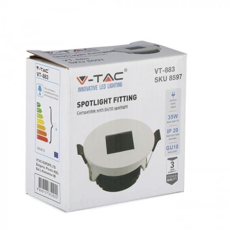 Carcasa Spot GU10, Alb + Negru, Rotund, IP20, Montaj Incastrat [10]