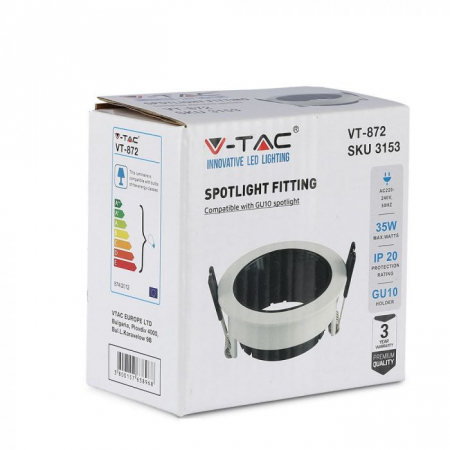 Carcasa Spot GU10, Alb + Negru, Rotund, IP20, Montaj Incastrat [9]