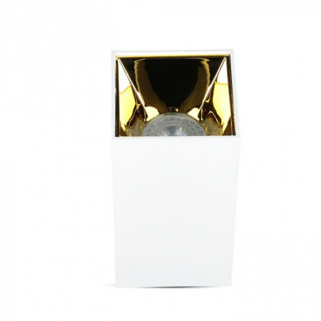 Carcase Spot - Carcasa Spot GU10, Aplicat, Alb+Gold, Patrat
