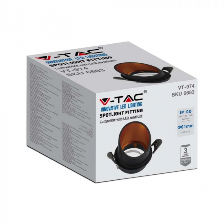 Carcasa Spot GU10, Negru + Auriu, IP20, Rotund, Montaj Incastrat [5]