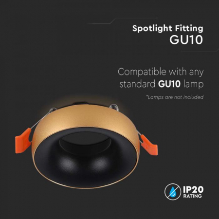 Carcasa Spot GU10, Negru + Auriu, Rotund, IP20, Montaj Incastrat [2]