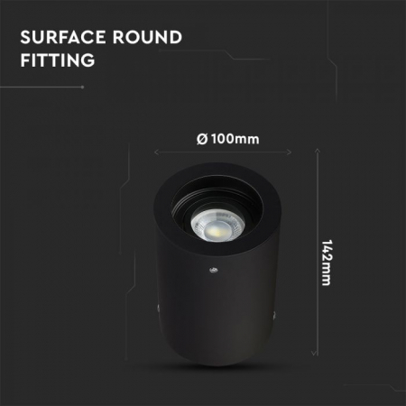 Carcasa Spot GU10, Negru, IP20, Montaj Aparent, Rotund [3]