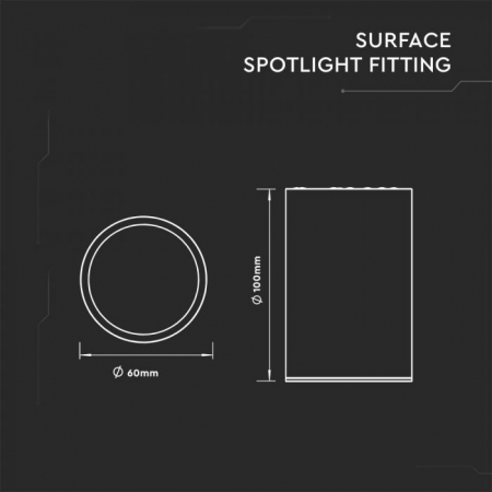 Carcasa Spot GU10, Negru, Rotund, IP20, Montaj Aplicat [2]