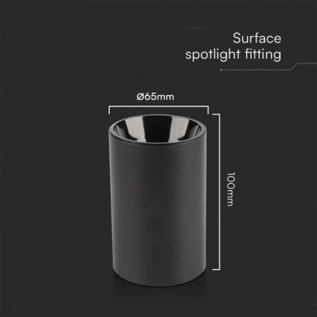 Carcasa Spot GU10, Negru, Rotund, IP20, Montaj Aplicat [1]