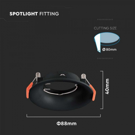 Carcasa Spot GU10, Negru, Rotund, IP20, Montaj Incastrat [1]