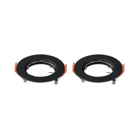 Spoturi LED - Carcasa Spot GU10, Negru, Rotund, IP20, Montaj Incastrat, Set 2 bucati
