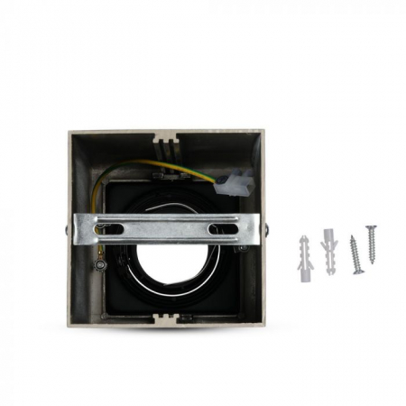 Carcasa Spot GU10, Satin Nickle + Negru, Patrat, IP20, Montaj Aplicat [2]