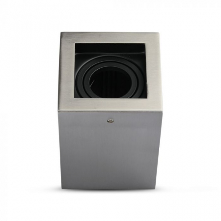 Carcase Spot - Carcasa Spot GU10, Satin Nickle + Negru, Patrat, IP20, Montaj Aplicat