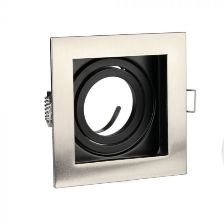 Carcase Spot - Carcasa Spot GU10, Satin Nikel + Negru, Patrat, IP20