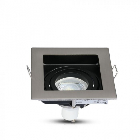Carcasa Spot GU10, Satin Nikel + Negru, Patrat, IP20 [3]