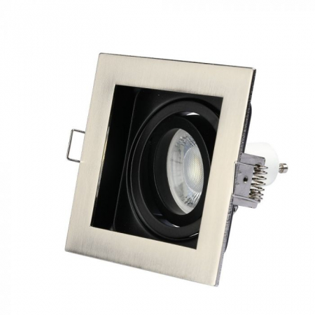 Carcasa Spot GU10, Satin Nikel + Negru, Patrat, IP20 [2]