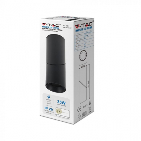 Fitting V-TAC, SOCLU GU10, 197mm, Negru [1]