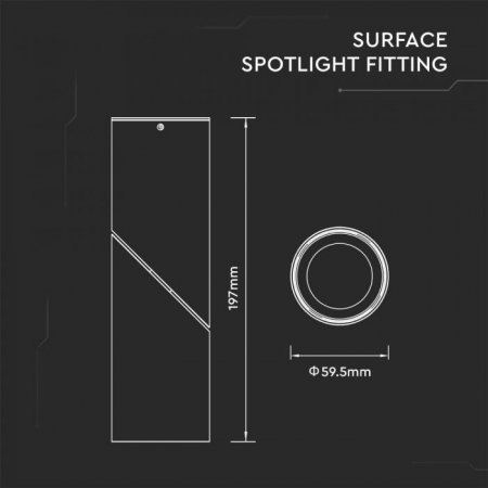 Fitting V-TAC, SOCLU GU10, 197mm, Negru [4]
