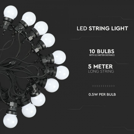 Ghirlandă Luminoasă LED 5m. 10 x 0.5W EU Becuri 3000K [2]