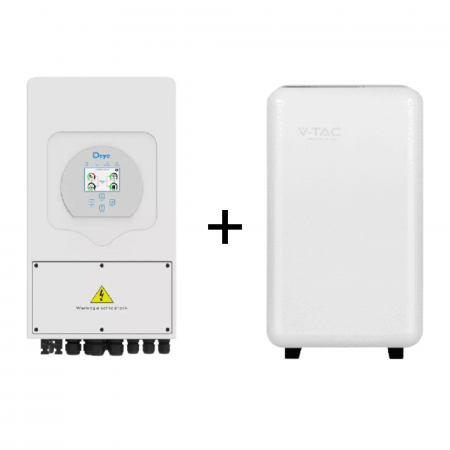 Kit Fotovoltaic - Kit Invertor Deye 6kWh SUN-6K-SG03LP1-EU Monofazat + Acumulator V-TAC 10,24kWh