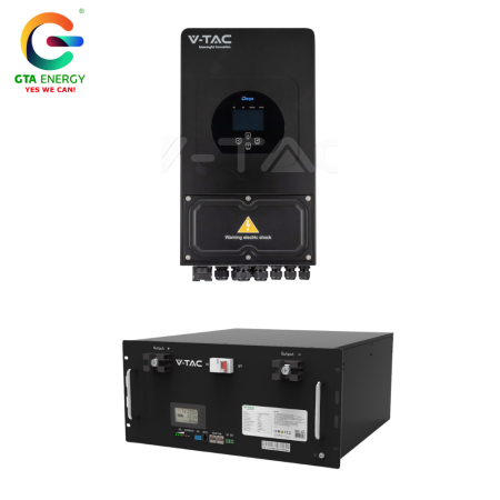 Kit Fotovoltaic - Kit Invertor Deye 6kW SUN-6K-SG03LP1-EU Monofazat + Acumulator V-TAC 9.6kWh