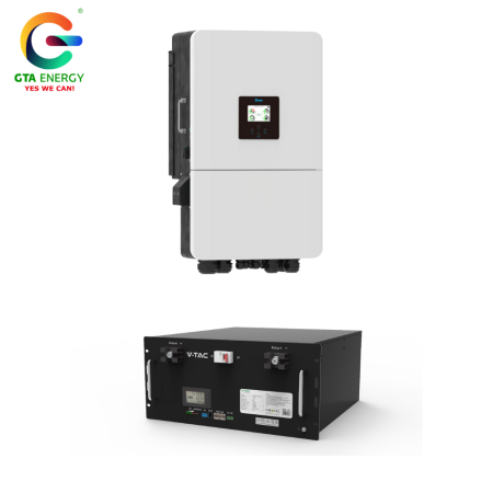 Kit Fotovoltaic - Kit Invertor Deye 8kW SUN-8K-SG05LP1-EU-AM2-P Monofazat + Acumulator V-TAC 9.6kWh