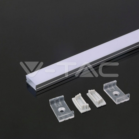 Kit Montaj din Aluminiu pentru Banda LED cu Dispersor 2000 x 23.5 x 10mm Aspect Lăptos [1]