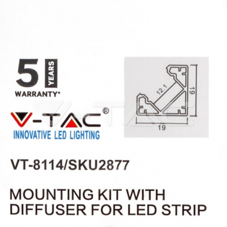 Kit montaj din aluminiu pentru banda LED negru colţ 2000x19x19mm [1]