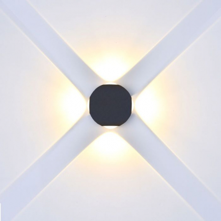 Aplici de perete - Lampă de perete 4W LED Corp Negru Rotund 3000K IP66