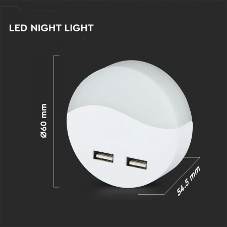Lampa LED de veghe V-TAC, 0.45W, 2 porturi USB, RD [6]