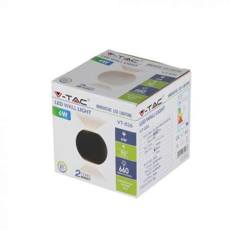 Lampă LED V-TAC, 6W, Rotunda, Neagra, IP65, 4000K [3]