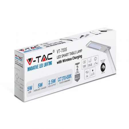 Lampa LED V-TAC de birou, 5W, 3in1, 800lm, Incarcare Wireless [3]