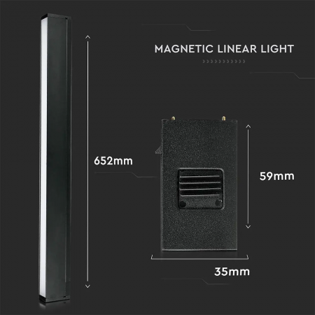 Lampa Liniara Magnetica LED V-TAC, 20W, IP20, 24V, Negru [7]