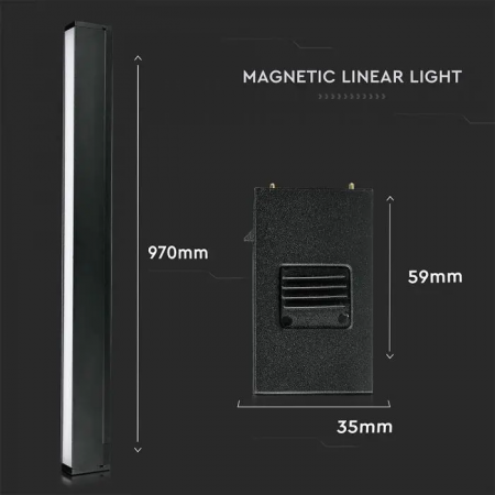 Lampa Liniara Magnetica LED V-TAC, 30W, IP20, 24V, Negru [6]