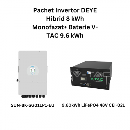 Invertoare Solare - Pachet Invertor DEYE 8kWh Monofazat + Baterie V-TAC 9.6kWh