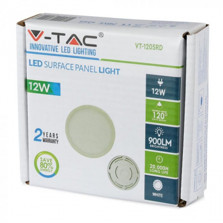 Panou Led rotund V-TAC, 12W, Montaj aplicat [3]