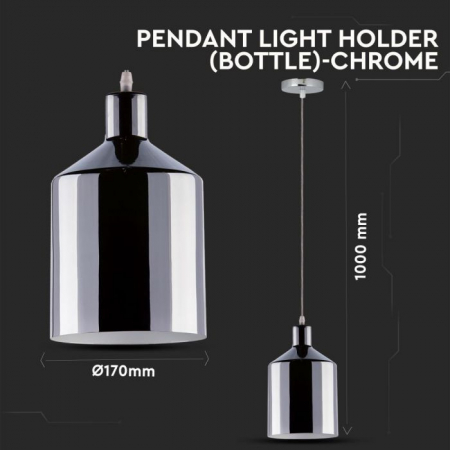Pendul cromat V-TAC, Soclu E27 [2]