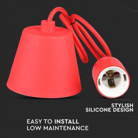 Pendul din silicon V-TAC, E27, Rosu [3]