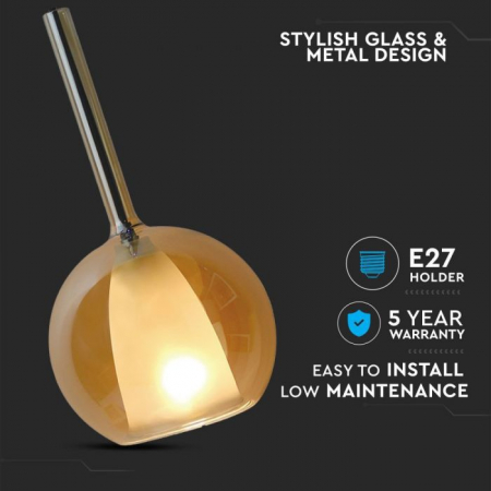 Pendul din Sticlă Dubla V-TAC, Amber+Alb, Ф180mm [4]