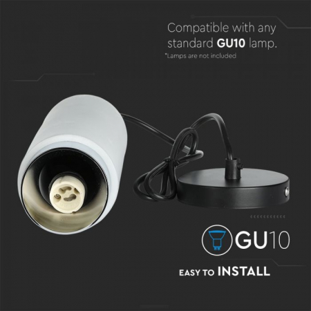 Pendul LED V-TAC, Gips, Soclu GU10,Gri [4]
