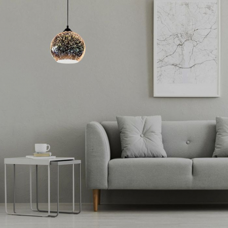 Pendul Sticla V-TAC, Efect 3D, Soclu E27, 250mm [1]