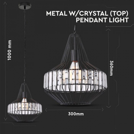 Pendul V-TAC, Metalic cu Cristale, Soclu E27 [1]