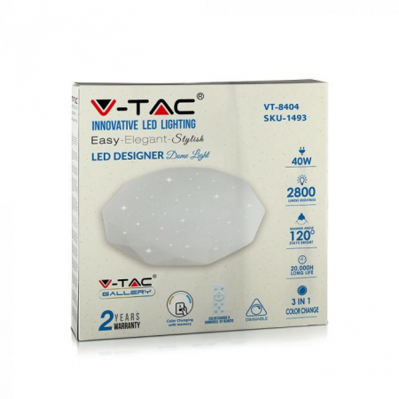 Plafoniera LED 3 in 1 cu telecomanda ,V-TAC, Dimabila Diamant [3]