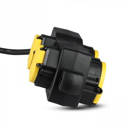 Prize și Prelungitoare - Prelungior 4 Intrări Întrerupator Iluminat 3G 1.5mm x 3m IP44 Negru&Galben