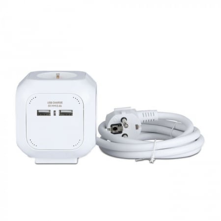 Priza cu 4 Circuite  si Mufa Usb Cubica V-TAC, 3G, 1.4m [3]