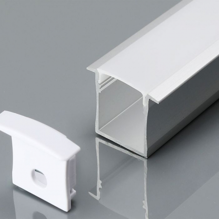 Accesorii Bandă LED - Profil din Aluminiu, Argintiu, Dispersor integrat, 2 metri, Incastrat, 2000X30X20MM