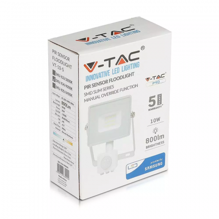 Proiector LED V-TAC, 10W, Senzor de miscare, Cip SAMSUNG, IP65 [2]