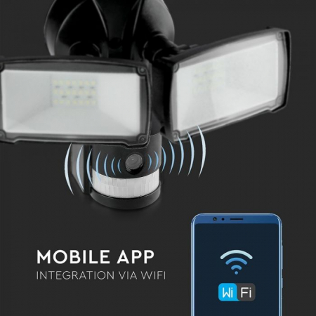 Proiector LED V-TAC, 18W, Senzor de miscare, Camera HD Integrata, IP20 [6]