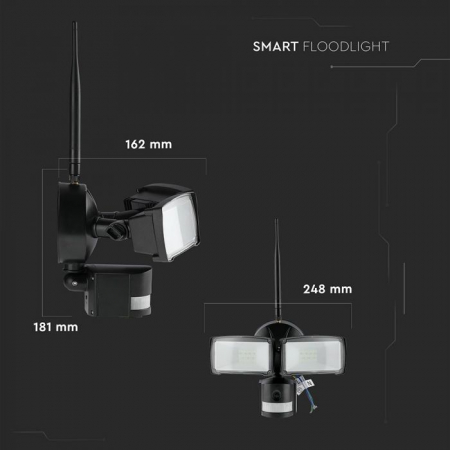 Proiector LED V-TAC, 18W, Senzor de miscare, Camera HD Integrata, IP20 [4]