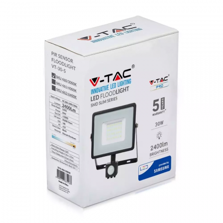 Proiector LED V-TAC, 30W, Senzor de miscare, Cip SAMSUNG, IP65 [2]